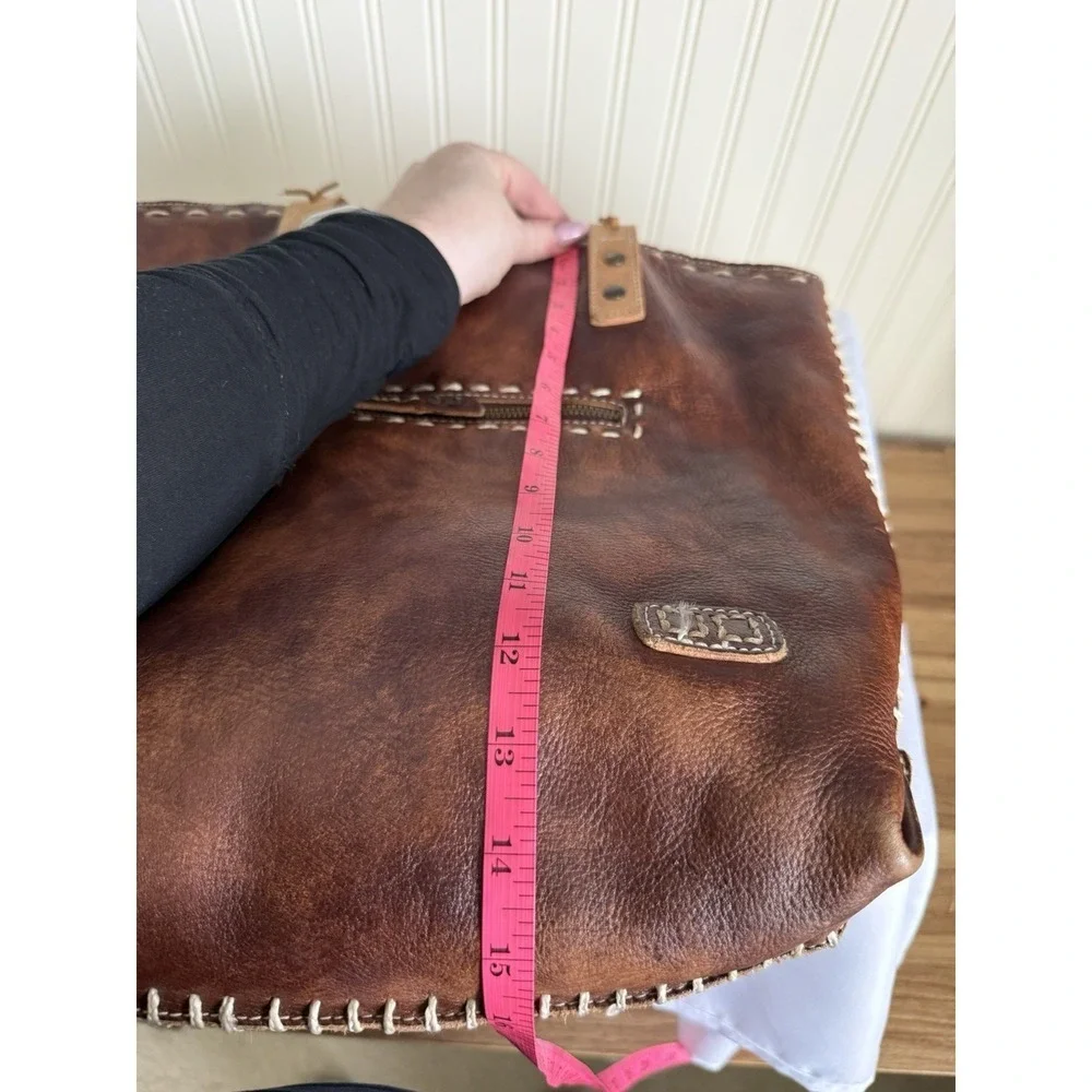 Bed Stu Leather Barra Tote Shoulder Bag Purse Handbag Brown Distressed EUC